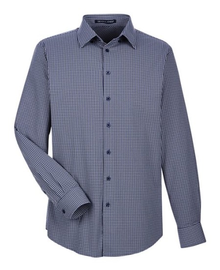 Devon & Jones DG535 CrownLux Performance® Tonal Mini Check Woven Dress Shirt – Men’s 3 oz. 92/8 Nylon/Spandex Stretch Shirt | S–4XL