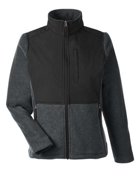 CORE365 CE890W Women's Journey Summit Hybrid Full-Zip – 7.5 oz. Polyester Fleece + Nylon Taslon Overlay | XS–3XL