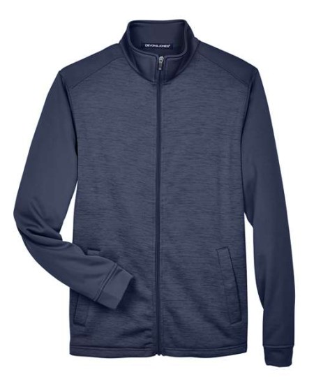 Devon & Jones DG796 Newbury Colorblock Mélange Fleece Full-Zip Jacket – Men’s 6.5 oz. Polyester Bonded Fleece | S–4XL