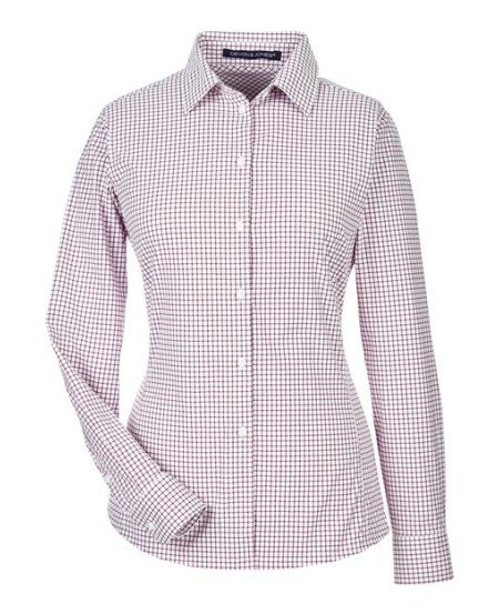 Devon & Jones DG540W CrownLux Performance® Micro Windowpane Woven Dress Shirt – Women’s 3 oz. Nylon Stretch Shirt | XS–3XL