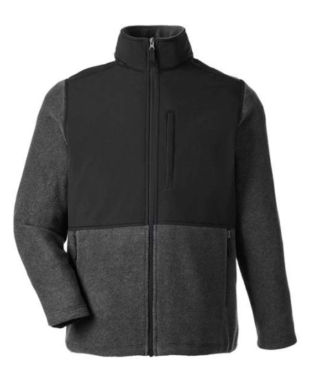 CORE365 CE890 Men's Journey Summit Hybrid Full-Zip – 7.5 oz. Polyester Fleece + Nylon Taslon Overlay | S–5XL