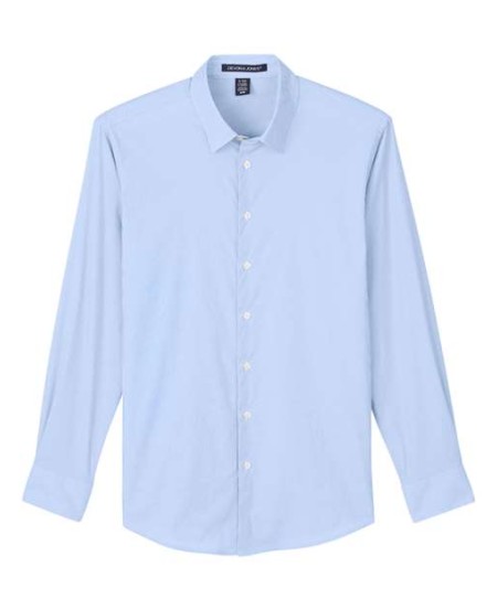 Devon & Jones DG537 CrownLux Performance® Microstripe Dress Shirt – Men’s 3 oz. 92/8 Nylon/Spandex Stretch Shirt | S–4XL