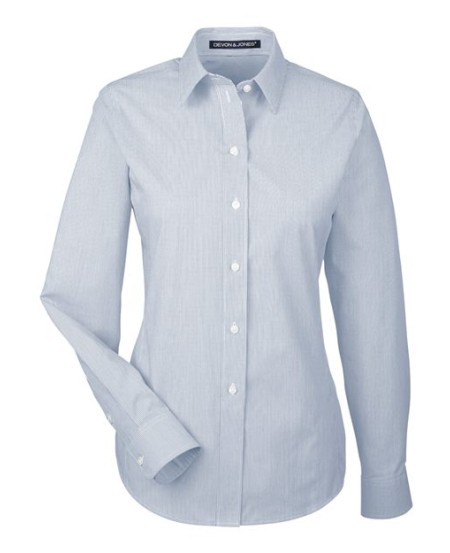 Devon & Jones DG534W Women's Crown Collection® Striped Woven Dress Shirt – 3.9 oz. 55/45 Cotton/Poly Dobby | XS–3XL
