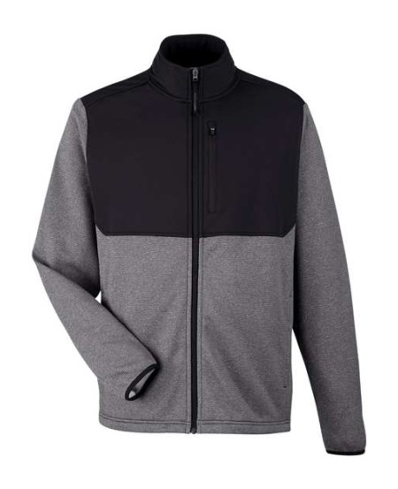 CORE365 CE74 Men's Venture Heathered Stripe Hybrid Jacket – 8 oz. Heathered Knit + 3 oz. Interlock Contrast | S–5XL