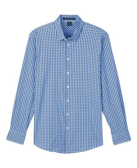 Devon & Jones DG536 CrownLux Performance® Gingham Dress Shirt – Men’s 3 oz. 92/8 Nylon/Spandex Woven Shirt | S–4XL