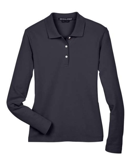 Devon & Jones D110W Women's Pima Piqué Long-Sleeve Polo – 6.8 oz. 100% Peruvian Pima Cotton | XS–3XL