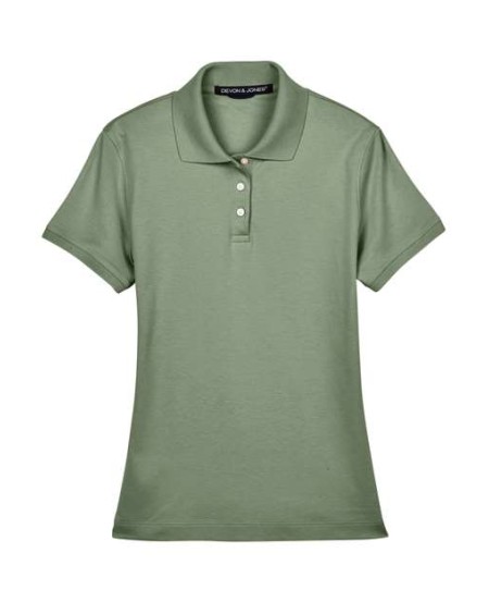 Devon & Jones D140SW Women's Solid Perfect Pima Interlock Polo – 6.1 oz. 100% Long-Staple Pima Cotton | XS–3XL