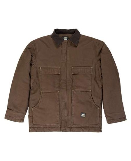 Berne Apparel CH377T Men's Tall Highland Washed Chore Coat – 12 oz. Super-Duty 100% Washed Cotton Duck with Arctic-Weight Insulation | Tall Sizing | Hidden Knit Storm Cuffs