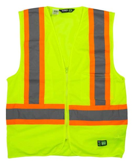 Berne Apparel HVV046 Men's Hi-Vis Class 2 Multi-Color Vest – 4 oz. 100% Polyester Mesh | ANSI/ISEA 107-2015 Type R Class 2 | Nylon Front Zipper | Chest Pocket