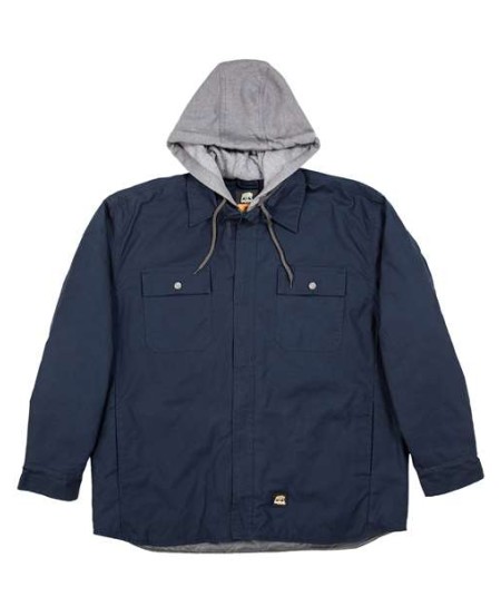 Berne Apparel SH68 Men's Throttle Hooded Shirt Jacket – 8 oz. 100% Cotton Duck with Medium-Weight Insulation | Three-Piece Hood | Hook & Loop + Nylon Zipper Front