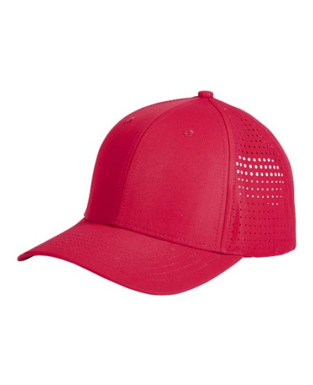 Big Accessories BA537 Performance Perforated Cap – 100% Polyester | Structured 6-Panel High-Profile | Laser-Cut Perforated Side/Back Panels | Webbing Strap | OSFM
