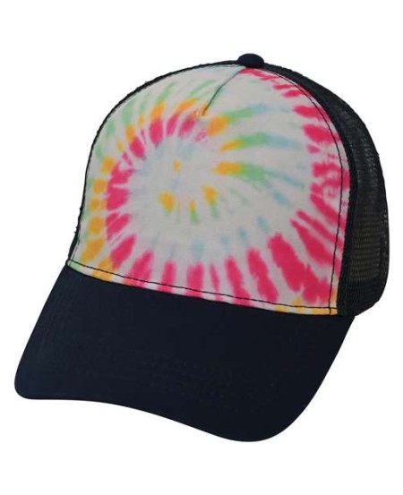 Colortone CD9200 Tie-Dyed Trucker Cap - 40/60 Cotton/Polyester Sublimated Front 5-Panel Structured Mid-Profile Snapback | One Size