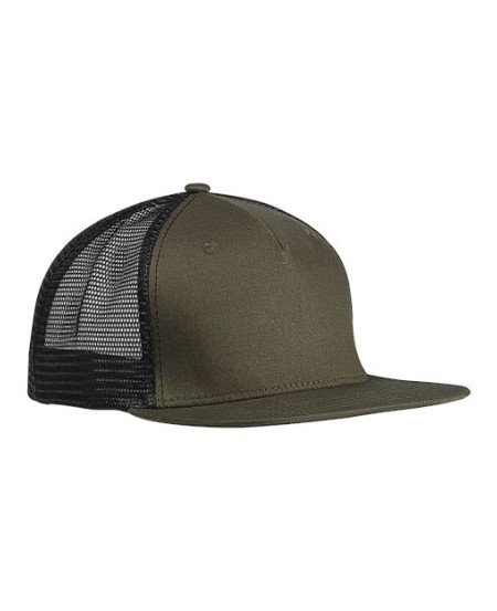 Big Accessories BX025 Surfer Trucker Cap – 100% Cotton Front | Polyester Mesh Back | Structured 5-Panel | Flat Bill | Buckram Front Panels | Snapback | One Size