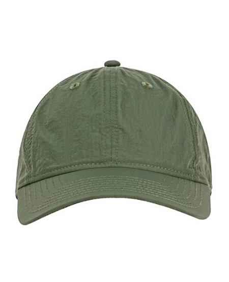 Big Accessories BA715 Crinkle Nylon Cap – 100% Nylon Unstructured 6-Panel Cap | Crinkle Texture | Curved Bill | Webbing Strap with Technical Buckle | One Size