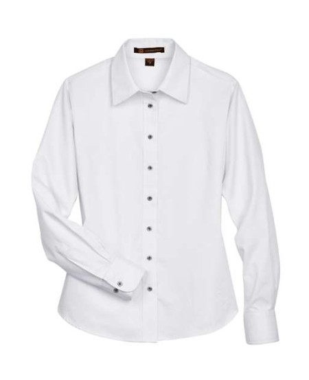 Harriton M500W Women's Easy Blend Long Sleeve Twill Dress Shirt with Stain-Release – 55/45 Cotton/Poly Twill Women's Dress Shirt | XS–3XL