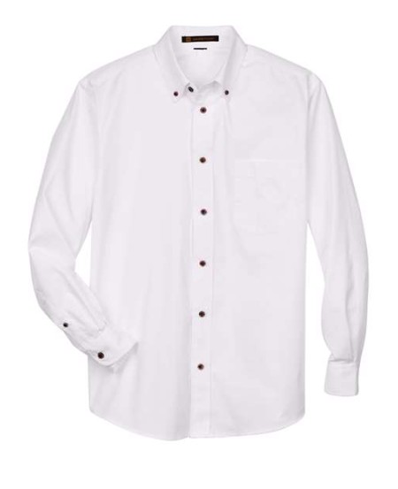 Harriton M500 Men's Easy Blend Twill Shirt – 4.6 oz. 55/45 Cotton/Polyester Twill Long-Sleeve Dress Shirt | XS–6XL