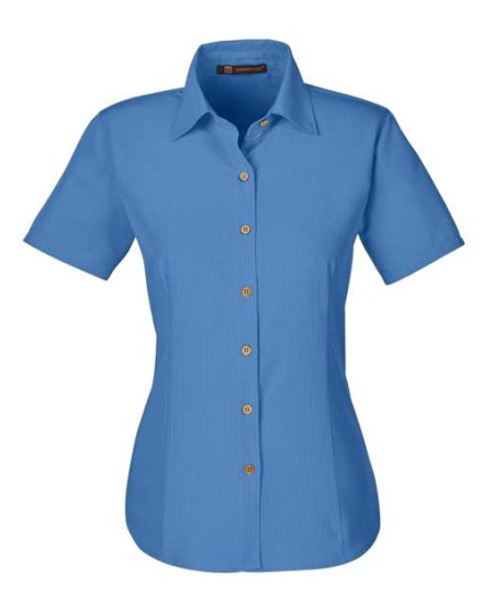 Harriton M560W Women's Barbados Textured Camp Shirt – 4.7 oz. 70/30 Rayon/Polyester Women's Camp Shirt | XS–3XL