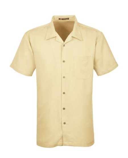 Harriton M570 Men's Bahama Cord Camp Shirt – 66/34 Rayon/Polyester Bedford Cord Short-Sleeve Camp Shirt | S–4XL