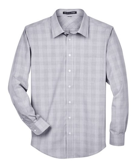 Devon & Jones DG520 Men's Crown Collection® Glen Plaid Woven Dress Shirt – 3.4 oz. 55/45 Cotton/Poly | S–4XL