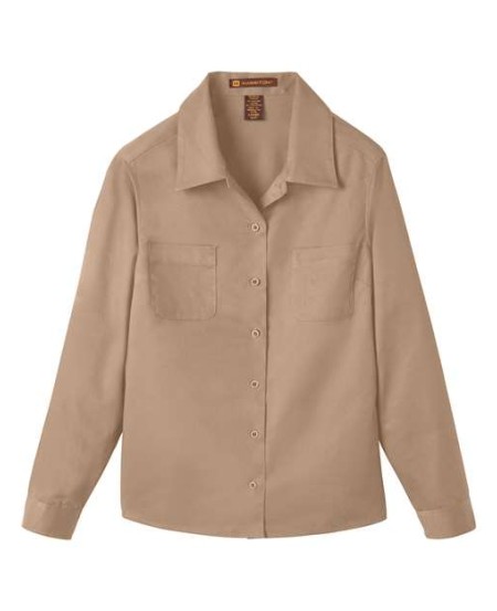 Harriton M585LW Women's Advantage IL Workshirt – 4.5 oz. 55/45 Cotton/Polyester Twill Women's Long-Sleeve | XS–3XL