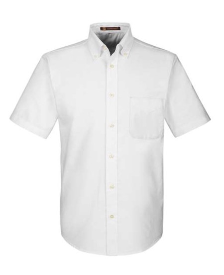 Harriton M600S Men's Oxford Short Sleeve Shirt with Stain-Release – 4 oz. 65/35 Cotton/Polyester Short-Sleeve Oxford Shirt | XS–4XL