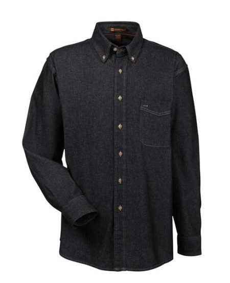 Harriton M550 Men's Denim Shirt – 6.5 oz. 100% Cotton Denim Long-Sleeve Work Shirt | S–6XL