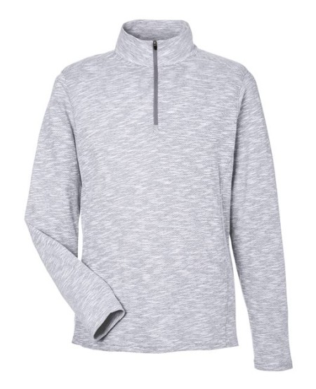 North End NE415 Men's Eclipse Jacquard Quarter-Zip Pullover – 5 oz. 60/40 Cotton/Recycled Polyester, Contrast Zipper