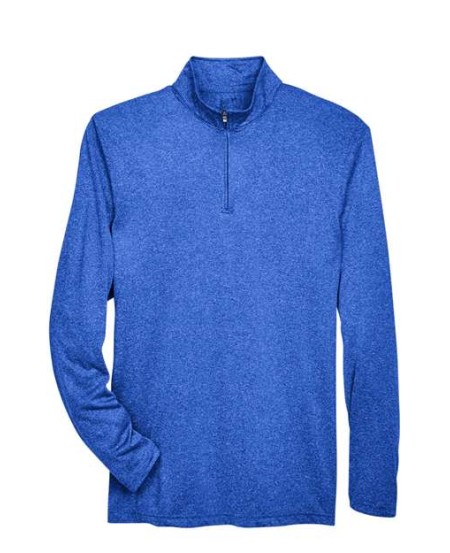 UltraClub 8618 Cool & Dry Heathered Performance Quarter-Zip – Men's 4 oz. Heathered Polyester Pullover | S–4XL