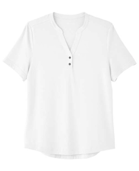 North End NE100W Women's JAQ Snap-Up Stretch Performance Polo – 5.3 oz. 69/26/5 Poly/Lyocell/Spandex, Henley Snap