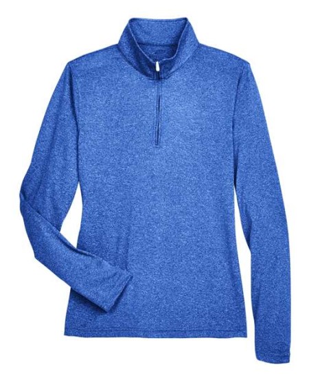 UltraClub 8618W Cool & Dry Heathered Performance Quarter-Zip – Women's 4 oz. Heathered Polyester Pullover