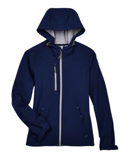 North End 78166 Women's Prospect Two-Layer Fleece Bonded Soft Shell Hooded Jacket – 7.5 oz. 96/4 Polyester/Spandex Hooded Soft Shell | S–3XL