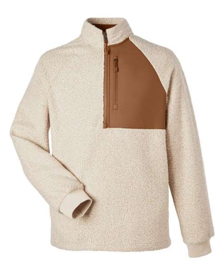 North End NE713 Men's Aura Sweater Fleece Quarter-Zip – 11 oz. 100% Polyester Boucle Sweater Fleece, Recycled Nylon Trim