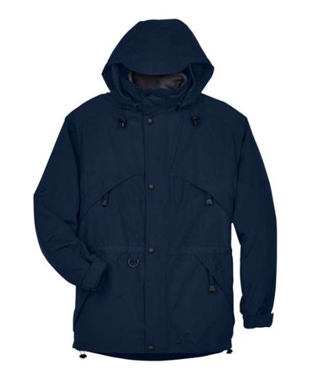 North End 88007 Men's 3-in-1 Parka Jacket with Dobby Trim – 3.5 oz. 100% Nylon Taslan Shell with Dobby Trim + 9 oz. Polyester Fleece Inner | XS–5XL