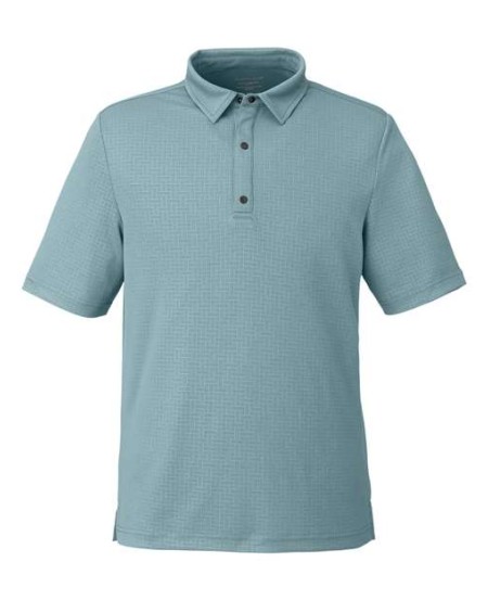 North End NE102 Men's Replay Recycled Pique Polo – 4 oz. 100% Recycled Polyester, Embossed Interlock, Metal Snap