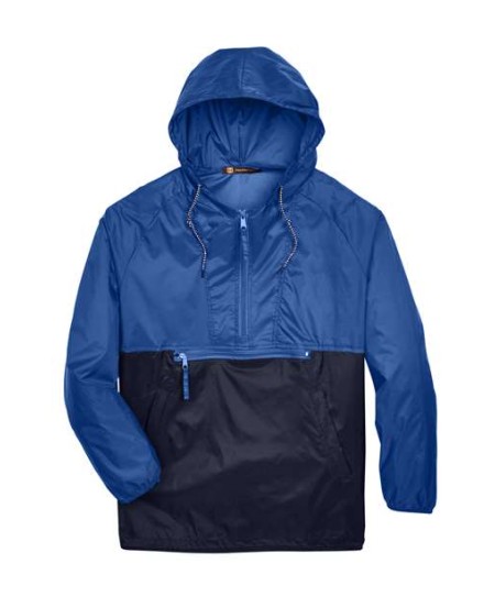 Harriton M750 Unisex Packable Hooded Nylon Jacket – 100% Nylon Water-Resistant Packable Quarter-Zip Pullover | S–4XL