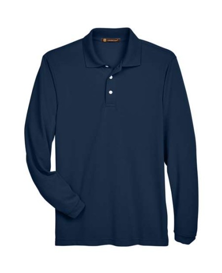 Harriton M265L Men's Easy Blend Long Sleeve Polo – 5.6 oz. 65/35 Polyester/Cotton Pique Long-Sleeve Polo | XS–4XL
