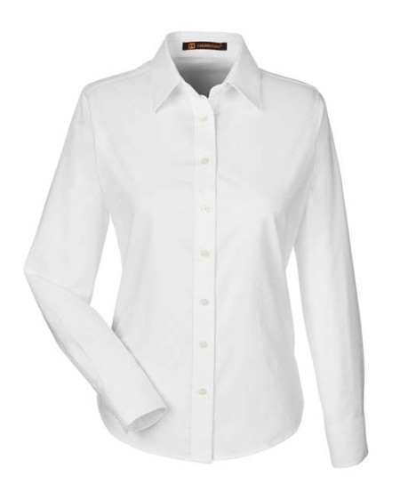 Harriton M600W Women's Long Sleeve Oxford Dress Shirt – 4 oz. 65/35 Cotton/Polyester Women's Long-Sleeve Oxford | XS–4XL
