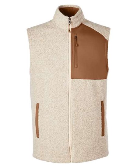 North End NE714 Men's Aura Sweater Fleece Vest – 11 oz. 100% Polyester Boucle Sweater Fleece, Recycled Nylon Trim