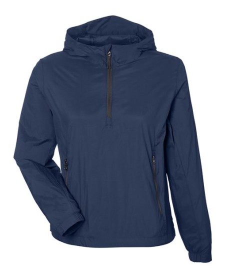North End NE810W Women's Aura Lightweight Packable Anorak Jacket – 1 oz. 100% Recycled Nylon Water-Repellent Packable Anorak | XS–3XL