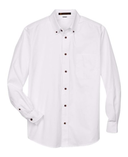 Harriton M500T Men's Tall Easy Blend Twill Dress Shirt – 4.6 oz. 55/45 Cotton/Poly Twill Long-Sleeve Tall Shirt | XLT–3XLT