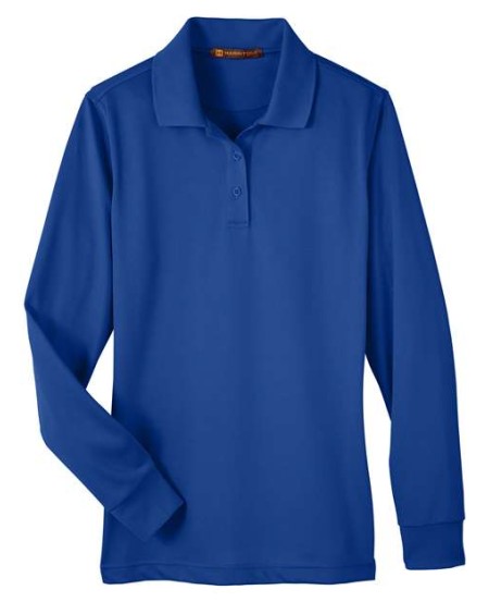 Harriton M348LW Women's Advantage Snag Protection Plus IL Long Sleeve Polo – 6.5 oz. 100% Polyester | XS–3XL