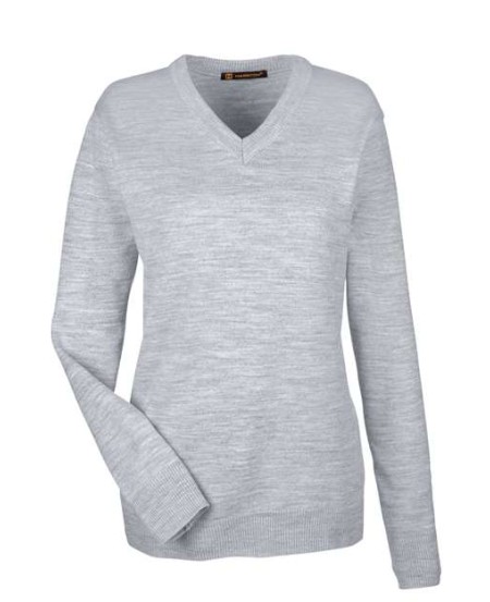 Harriton M420W Women's Pilbloc V-Neck Sweater – 11.8 oz. 100% Acrylic Jersey Knit Anti-Pill Pullover Sweater | XS–3XL