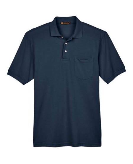 Harriton M265P Men's Easy Blend Polo with Pocket – 5.6 oz. 65/35 Polyester/Cotton Pique Polo with Chest Pocket