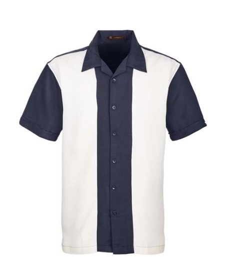 Harriton M575 Men's Two-Tone Camp Shirt – 5 oz. 66/34 Rayon/Polyester Bedford Cord Two-Tone Camp Shirt | S–4XL