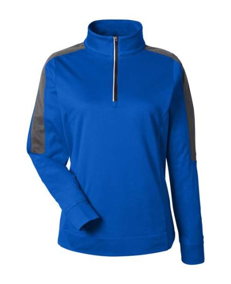 CORE365 CE404W Women's Market Snag Mesh Colorblock Quarter-Zip Pullover – 4 oz. Polyester Birdseye Mesh | XS–3XL