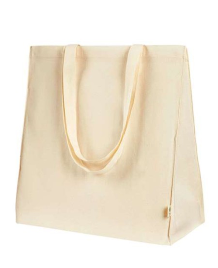 econscious EC8052 Go Lite Tote – 4.7 oz. 100% Organic Cotton | 14.5″W x 15.5″H x 7″D | Self-Fabric Straps | Flag Tag | WRAP Certified