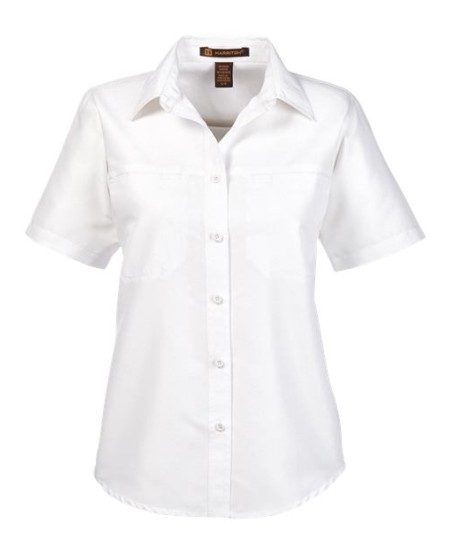 Harriton M580W Women's Key West Short Sleeve Performance Staff Shirt – 3.5 oz. 100% Polyester Ripstop | XS–3XL