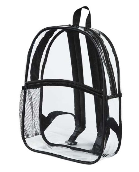 BAGedge BE259 Clear PVC Stadium Backpack – Transparent PVC Backpack with Padded Straps & Side Mesh Pockets | One Size