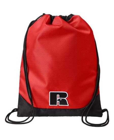 Russell Athletic UB84UCS Lay-Up Carrysack Drawstring Bag - Polyester Cinch Bag with Embroidered Logo | One Size