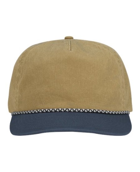 DRI DUCK 3053 Rockwell Cap – 100% Cotton Pigment-Dyed Twill | Unstructured Five-Panel with Mesh Windshield | Rope Braid
